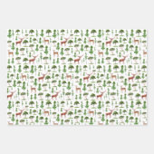Feuille De Papier Cadeau Motif de cerfs et d'arbres rustiques (Devant 3)