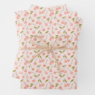 Feuille De Papier Cadeau Motif de cerise aquarelle