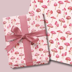 Feuille De Papier Cadeau Motif de champignons roses