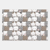 Feuille De Papier Cadeau Motif de chat adorable (Devant 3)