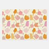 Feuille De Papier Cadeau Motif de chat moderne rose orange (Devant 3)