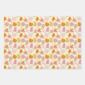 Feuille De Papier Cadeau Motif de chat moderne rose orange (Devant 2)