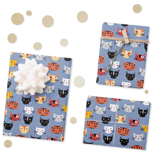 Feuille De Papier Cadeau Motif de chats mignons