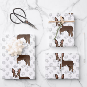 Feuille De Papier Cadeau Motif de chien de dessin animé Boston Terrier marr