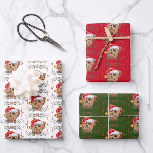 Feuille De Papier Cadeau Motif de chien de Noël (Recto)