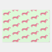 Feuille De Papier Cadeau Motif de chien mignon rose Dachshund  (Devant 3)