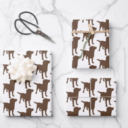 Feuille De Papier Cadeau Motif de chiens de Chocolate Retrivers du Labrador