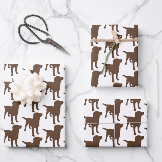 Feuille De Papier Cadeau Motif de chiens de Chocolate Retrivers du Labrador (Recto)