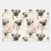 Feuille De Papier Cadeau Motif de chiots carlins mignons (Devant 3)