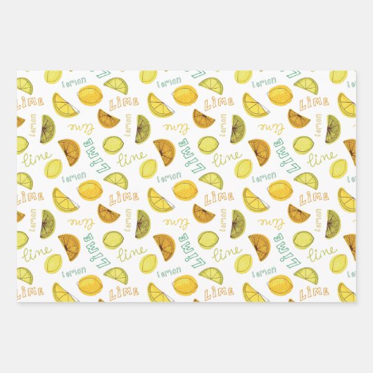 Feuille De Papier Cadeau Motif de citron et de citron vert (Devant 2)
