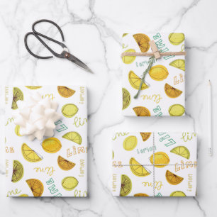 Feuille De Papier Cadeau Motif de citron et de citron vert