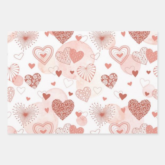 Feuille De Papier Cadeau Motif de coeur (Devant)