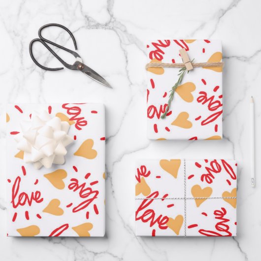 Feuille De Papier Cadeau Motif de coeur 27 (Recto)