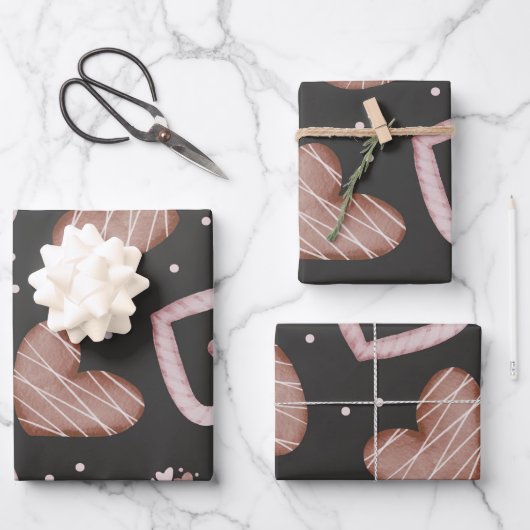 Feuille De Papier Cadeau Motif de coeur 35 (Recto)