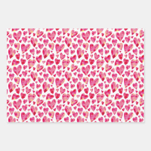 Feuille De Papier Cadeau Motif de coeur d'amour rose