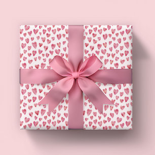 Feuille De Papier Cadeau Motif de coeur de la Saint-Valentin rose