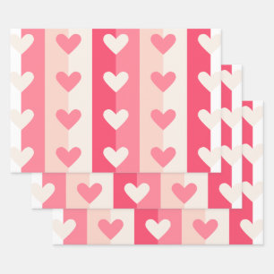Feuille De Papier Cadeau Motif de cœur rose blanc mignon pour la Saint-Vale