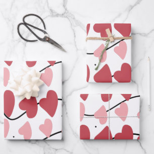 Feuille De Papier Cadeau Motif de cœurs à pois gribouillés pour la Saint-Va