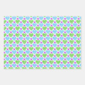 Feuille De Papier Cadeau Motif de cœurs bleu vert violet (Devant 2)