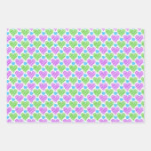 Feuille De Papier Cadeau Motif de cœurs bleu vert violet (Devant)
