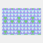 Feuille De Papier Cadeau Motif de cœurs bleu vert violet vibrant  (Devant 2)