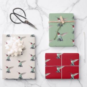 Feuille De Papier Cadeau Motif de colibri à gorge rubis