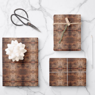 Feuille De Papier Cadeau Motif de conception de photo en gros plan de bois