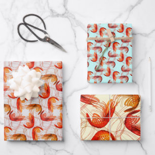 Feuille De Papier Cadeau Motif de crevettes à longues antennes