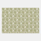 Feuille De Papier Cadeau Motif de Damas Rouge Vert Noël (Devant)