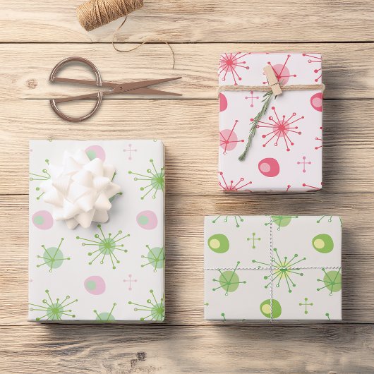 Feuille De Papier Cadeau Motif de démarrage atomique du milieu du siècle ro