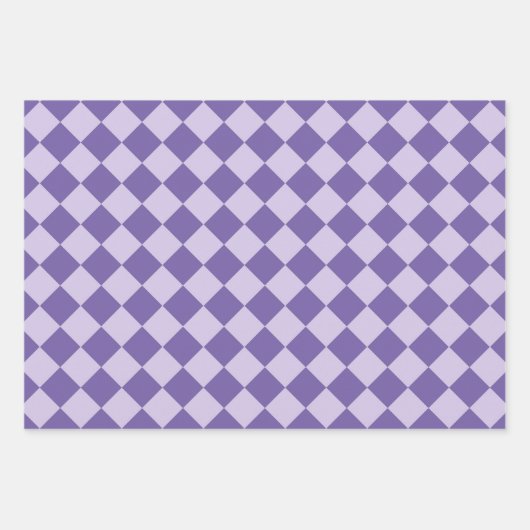 Feuille De Papier Cadeau Motif de diamants de Checker Violet (Devant)