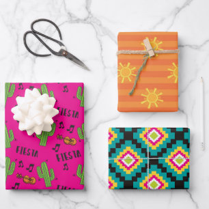 Feuille De Papier Cadeau Motif de fête mexicaine coloré