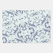 Feuille De Papier Cadeau Motif de feuillage bleu étincelant (Devant 2)