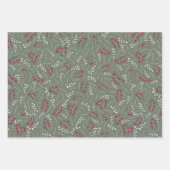 Feuille De Papier Cadeau Motif de feuillage rustique vert d'épinette de sap (Devant 3)