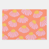 Feuille De Papier Cadeau Motif de fleur rose et orange (Devant 3)