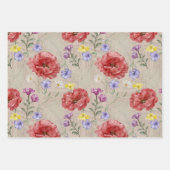 Feuille De Papier Cadeau Motif de fleur sauvage moderne coloré et beige (Devant)