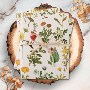 Feuille De Papier Cadeau Motif de fleur sauvage vintage