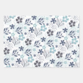 Feuille De Papier Cadeau Motif de fleurs bleues (Devant 2)