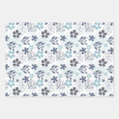 Feuille De Papier Cadeau Motif de fleurs bleues (Devant)
