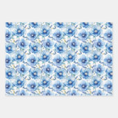 Feuille De Papier Cadeau Motif de fleurs Blue Poppies (Devant 3)