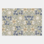Feuille De Papier Cadeau motif de fleurs columbine art nouveau. (Devant 3)
