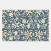Feuille De Papier Cadeau motif de fleurs columbine art nouveau. (Devant 2)
