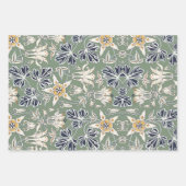 Feuille De Papier Cadeau motif de fleurs columbine art nouveau. (Devant)