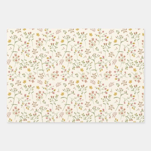Feuille De Papier Cadeau Motif de fleurs d'aquarelle (Devant 2)