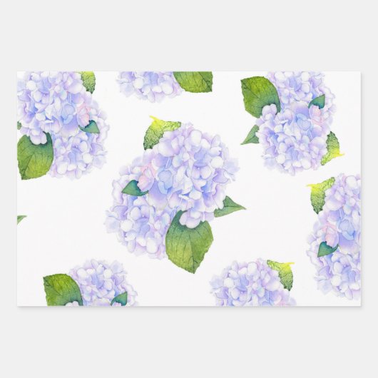 Feuille De Papier Cadeau Motif de fleurs d'aquarelle Hydrangea (Devant 3)