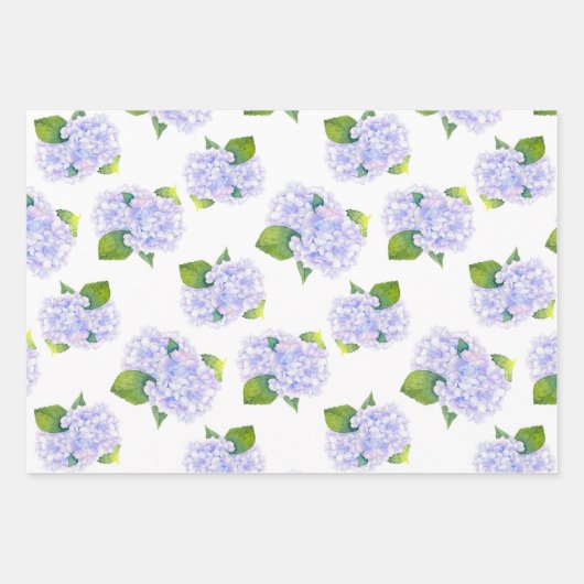 Feuille De Papier Cadeau Motif de fleurs d'aquarelle Hydrangea (Devant 2)