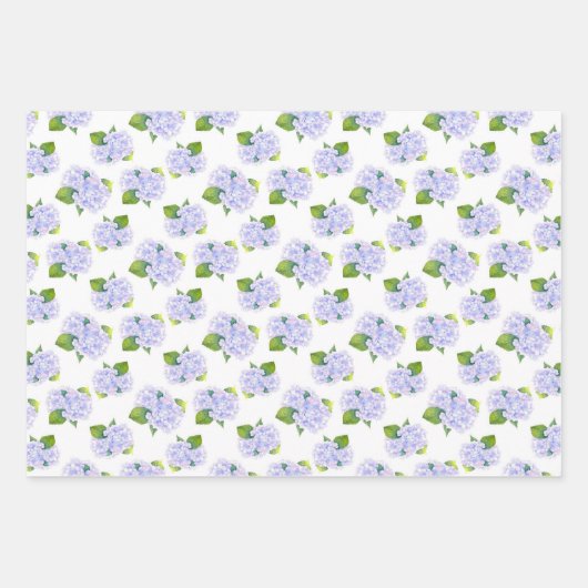 Feuille De Papier Cadeau Motif de fleurs d'aquarelle Hydrangea (Devant)