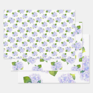 Feuille De Papier Cadeau Motif de fleurs d'aquarelle Hydrangea