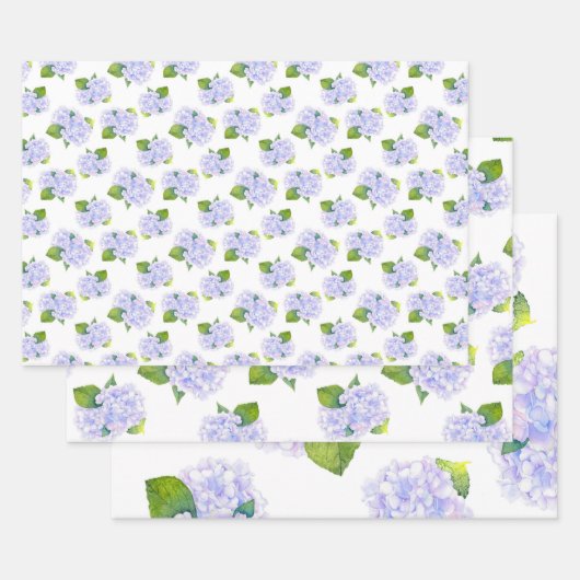Feuille De Papier Cadeau Motif de fleurs d'aquarelle Hydrangea (Lot)
