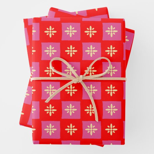 Feuille De Papier Cadeau Motif de fleurs Ixora rustique (En situation)